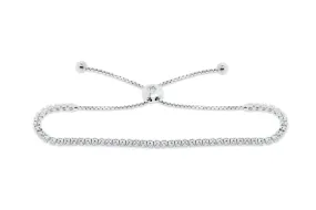 0.85 CT TW Bolo Adjustable Diamond Bracelet 14K White Gold DBR001