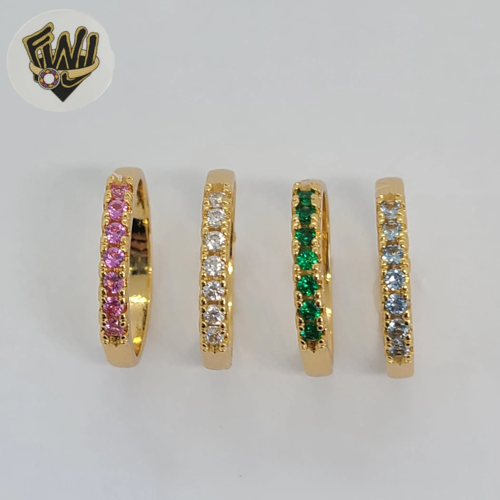 (1-3026) Gold Laminate - Colorful Zircon Band Ring - BGO