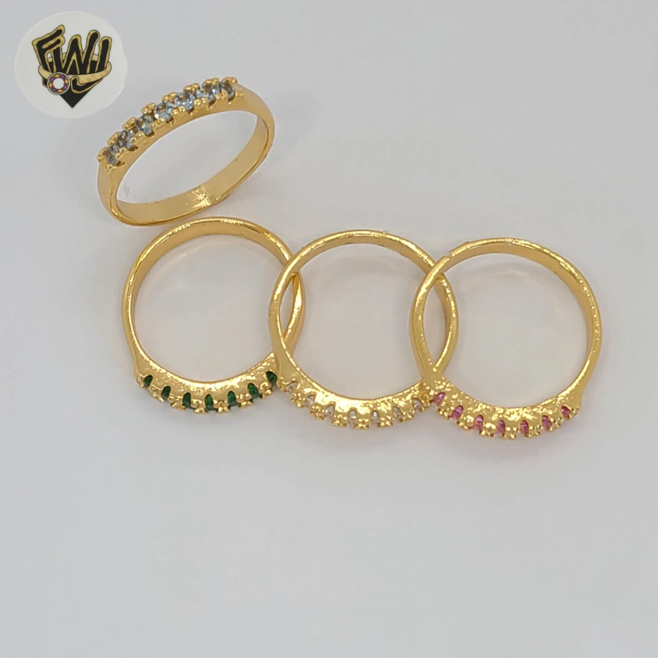 (1-3026) Gold Laminate - Colorful Zircon Band Ring - BGO