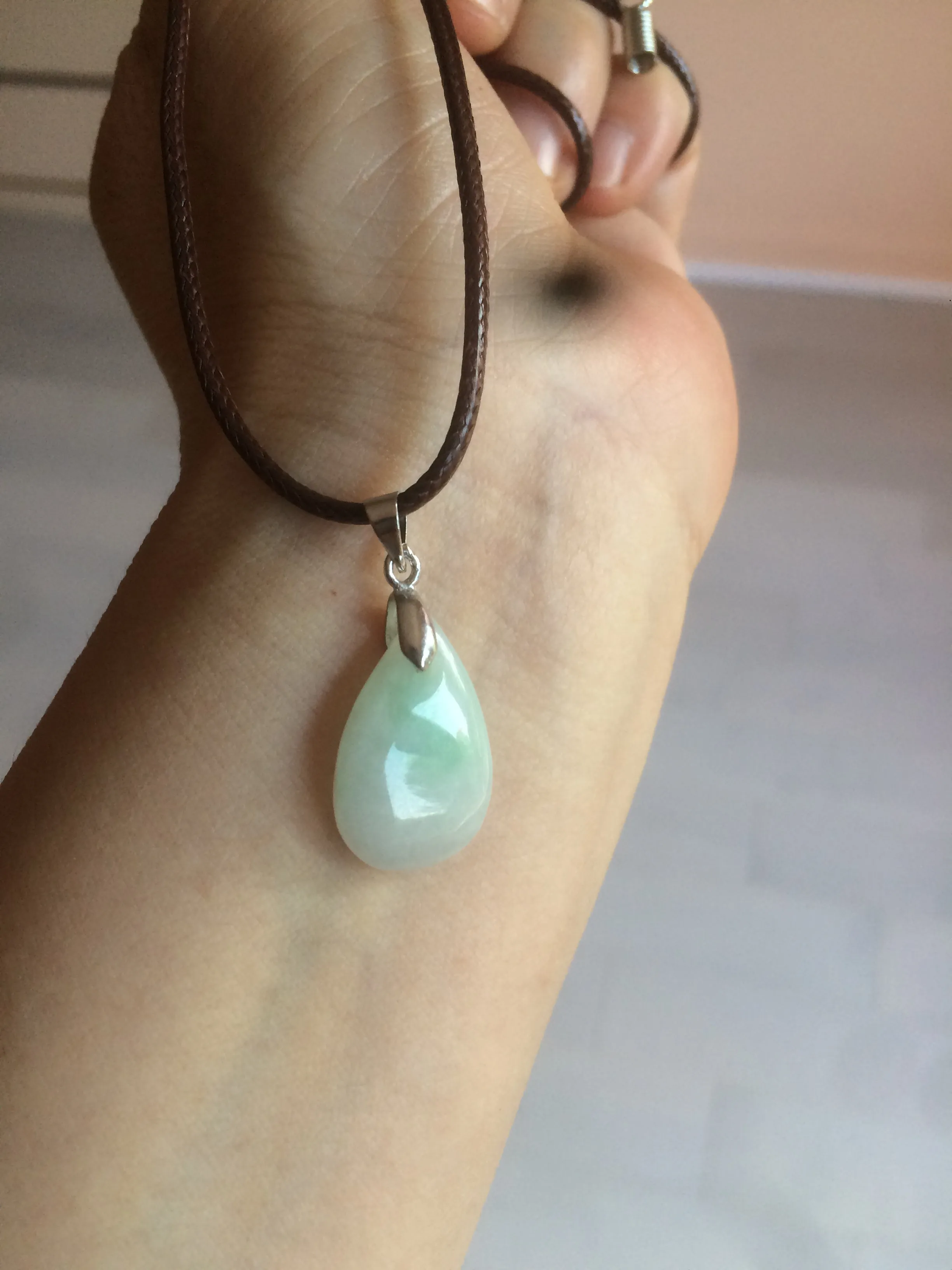 100% natural icy watery green/white/purple type A jadeite jade water drop pendant necklace group A122