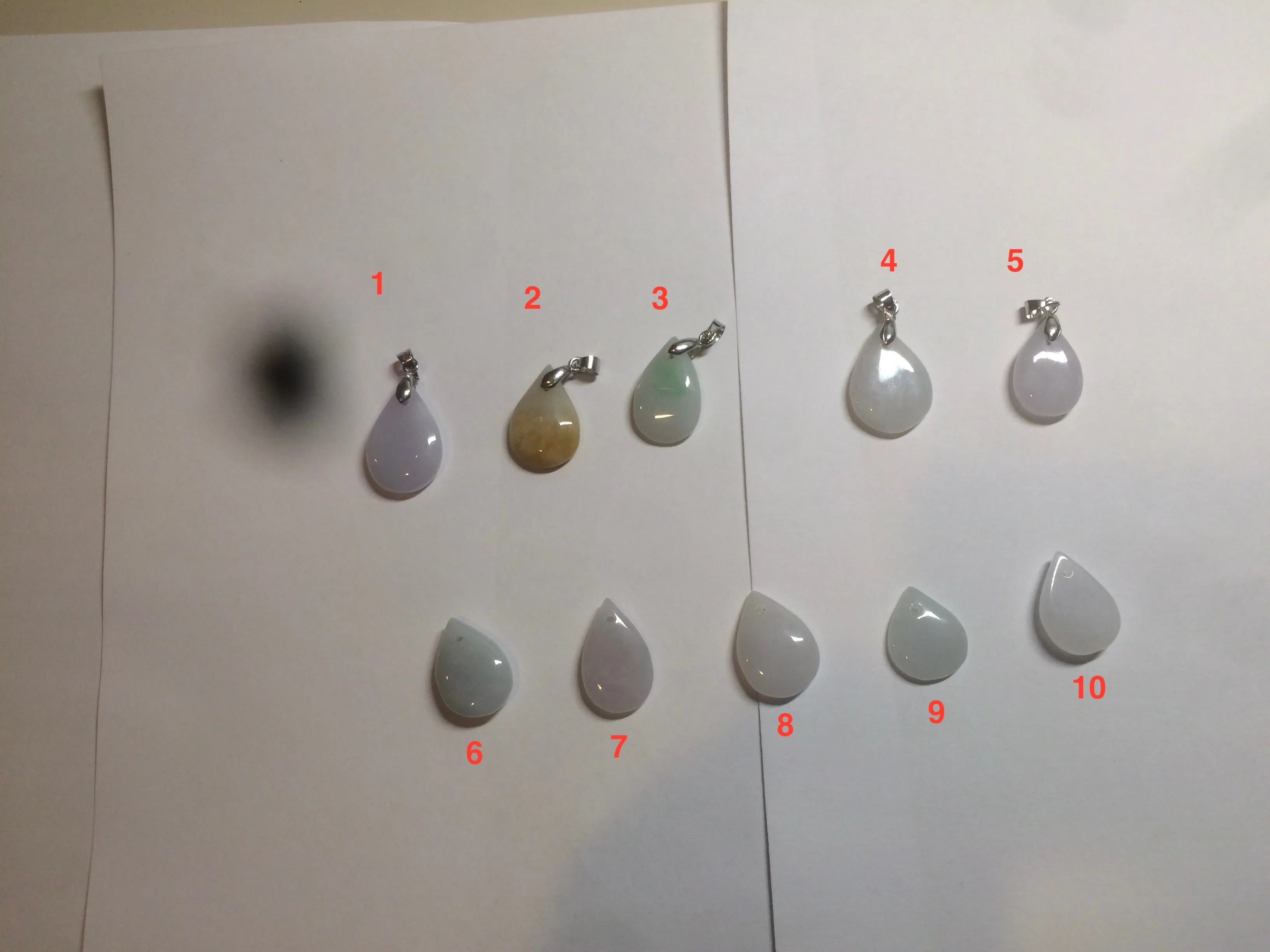 100% natural icy watery green/white/purple type A jadeite jade water drop pendant necklace group A122