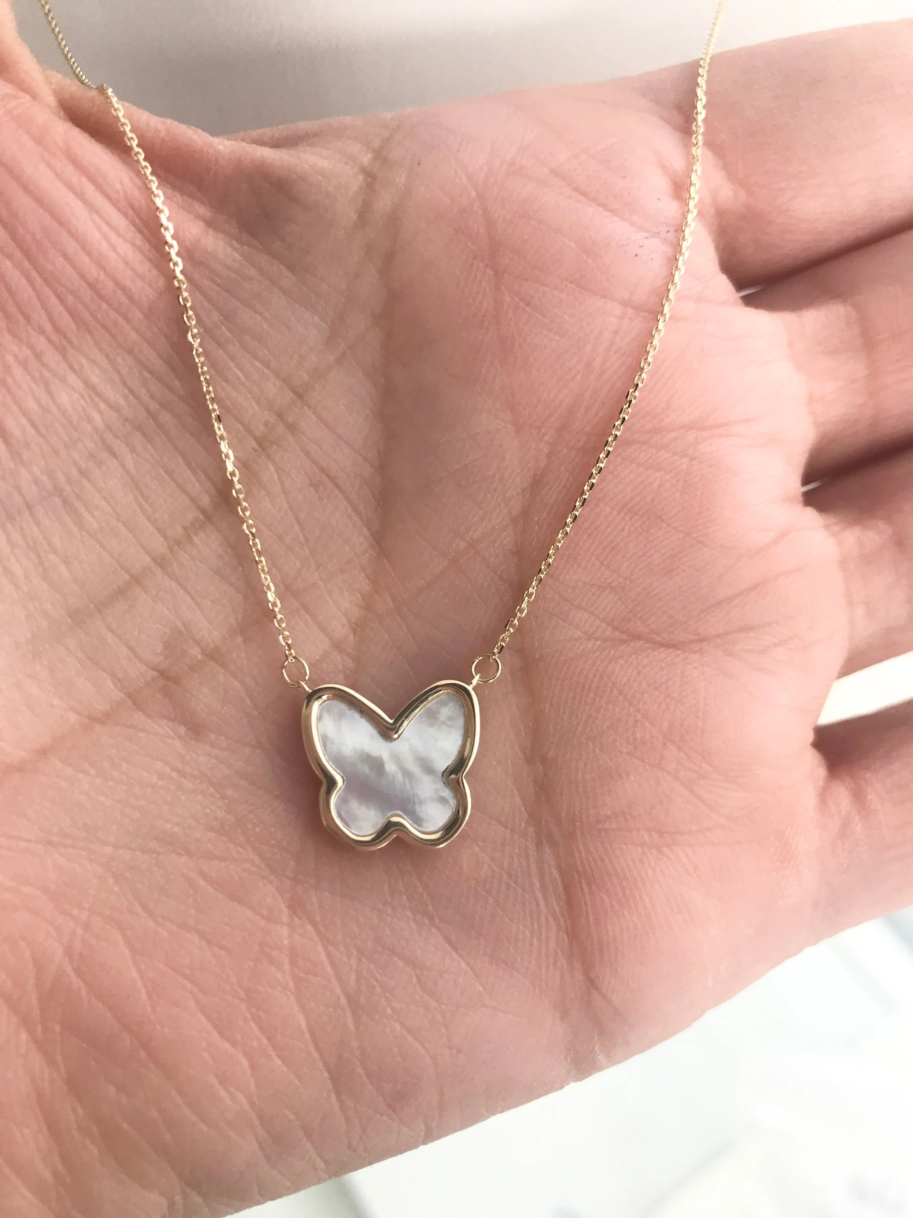 10k Gold Pearl Butterfly Necklace