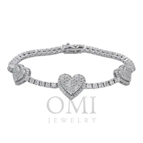 10K GOLD ROUND DIAMOND HEARTS TENNIS BRACELET 2.00 CT