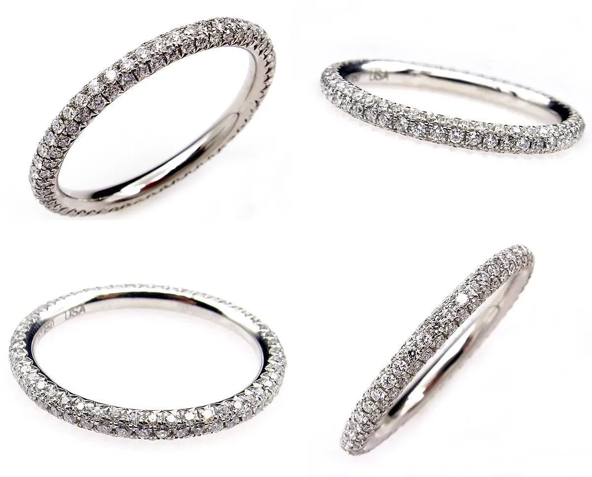 1.30ct Platinum 3 Row Pave Diamond Full Eternity WEDDING ANNIVERSARY Band Ring