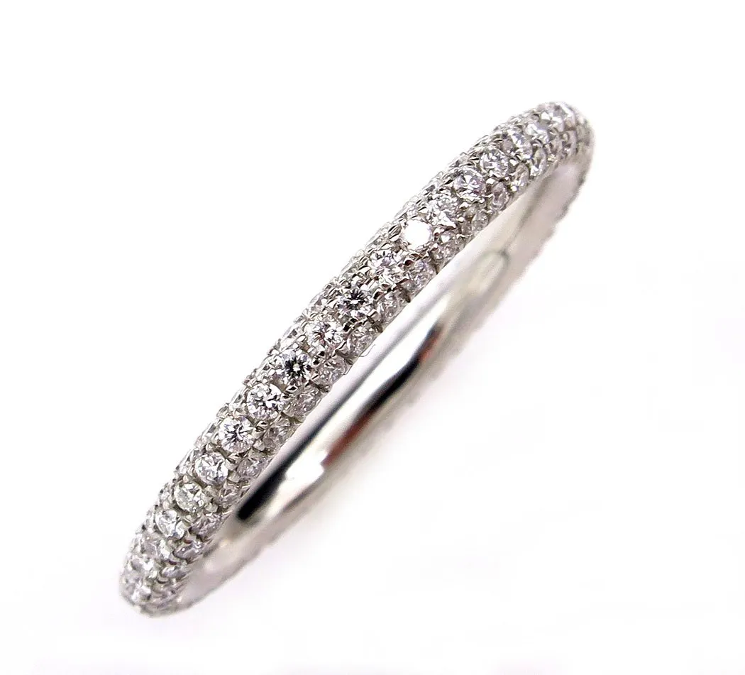 1.30ct Platinum 3 Row Pave Diamond Full Eternity WEDDING ANNIVERSARY Band Ring