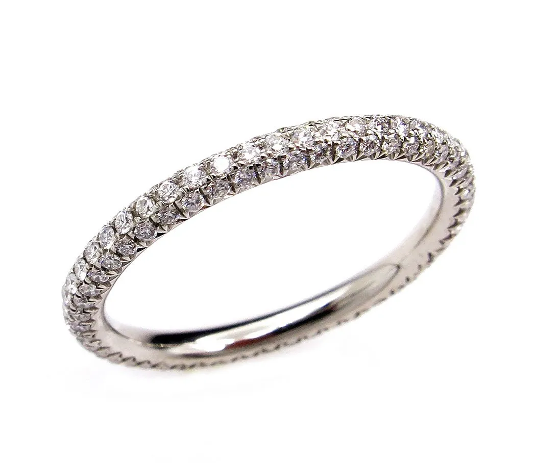 1.30ct Platinum 3 Row Pave Diamond Full Eternity WEDDING ANNIVERSARY Band Ring