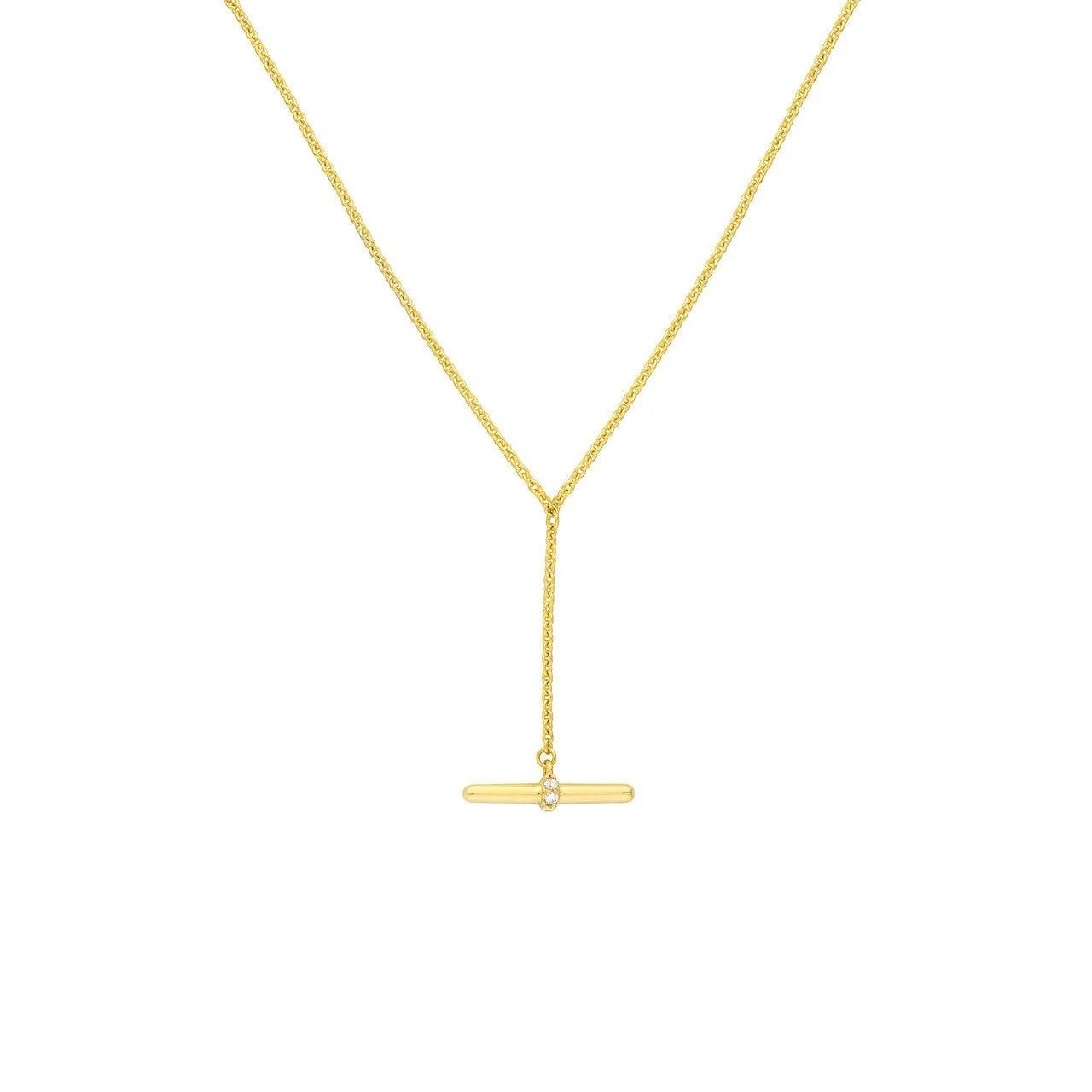 14K Gold Hanging Lariat Diamond Pendant