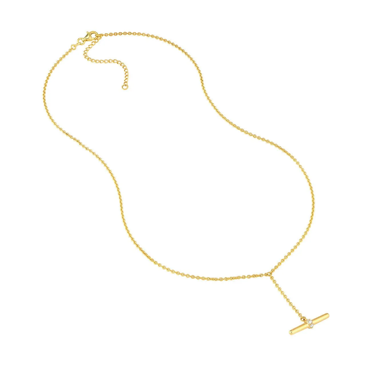 14K Gold Hanging Lariat Diamond Pendant