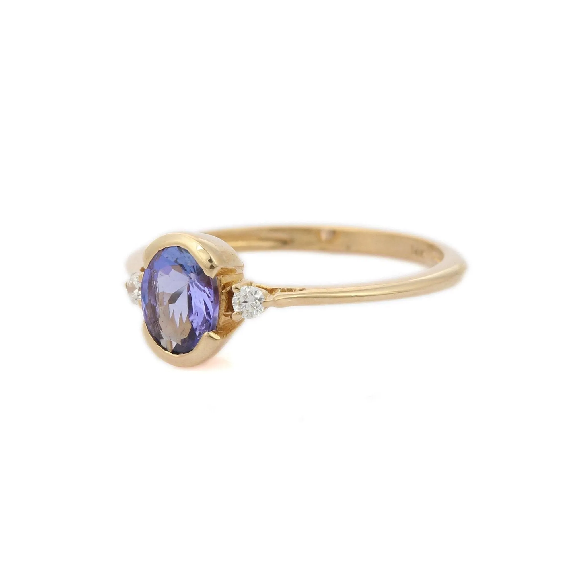 14K Gold Tanzanite &Diamond Promise Ring