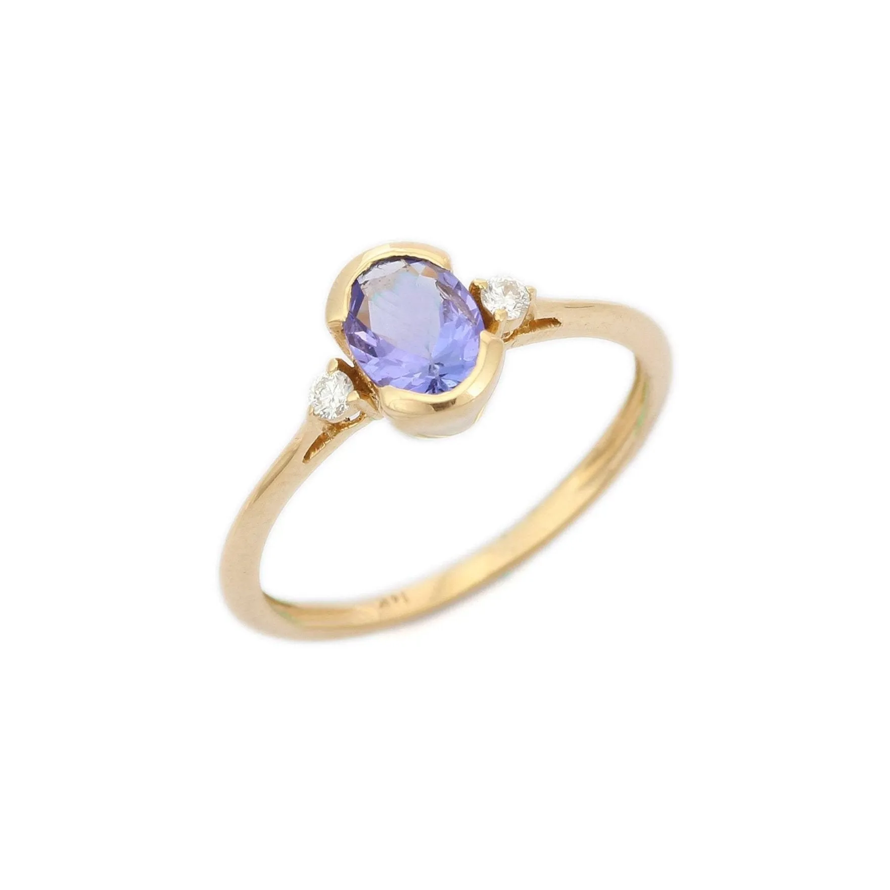 14K Gold Tanzanite &Diamond Promise Ring