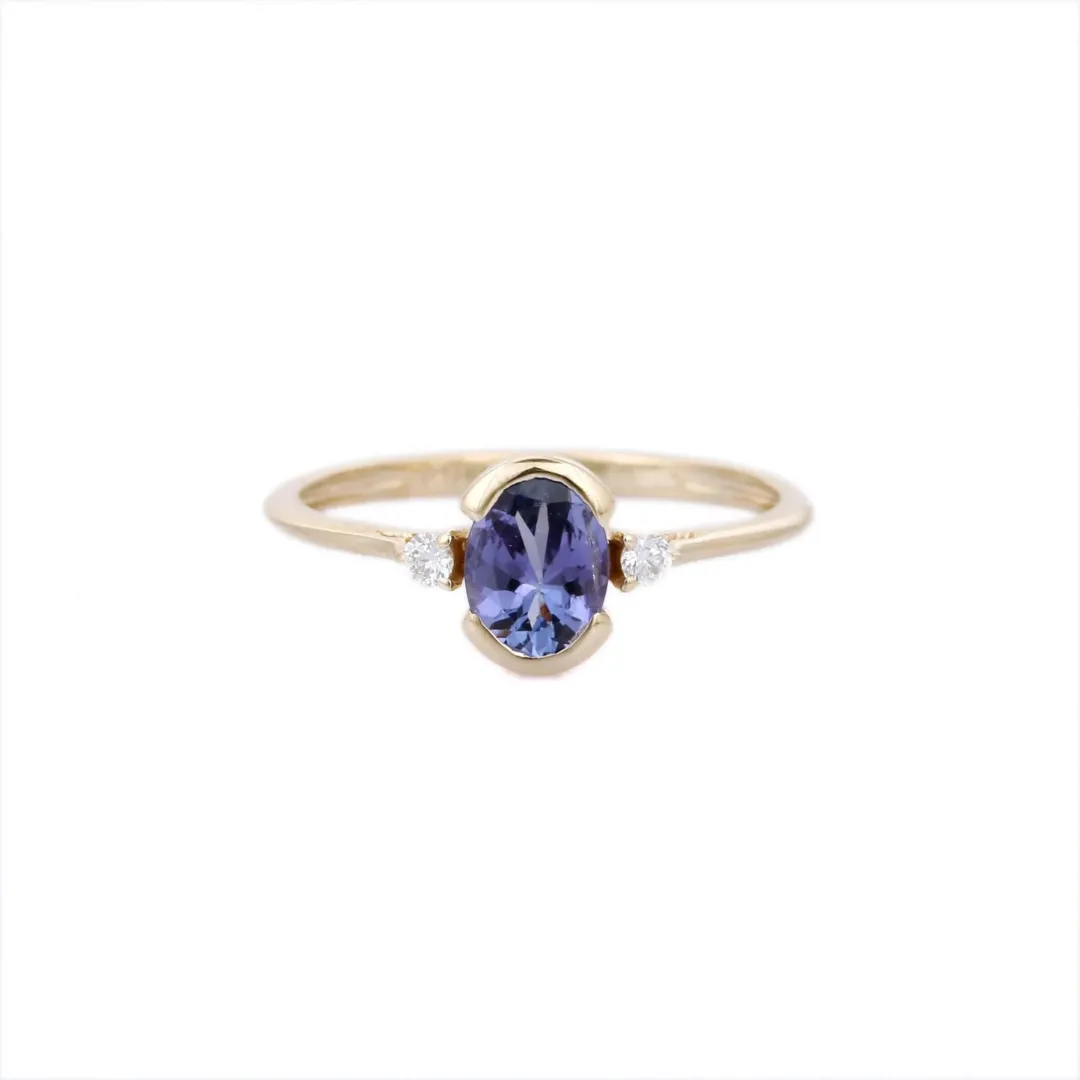 14K Gold Tanzanite &Diamond Promise Ring