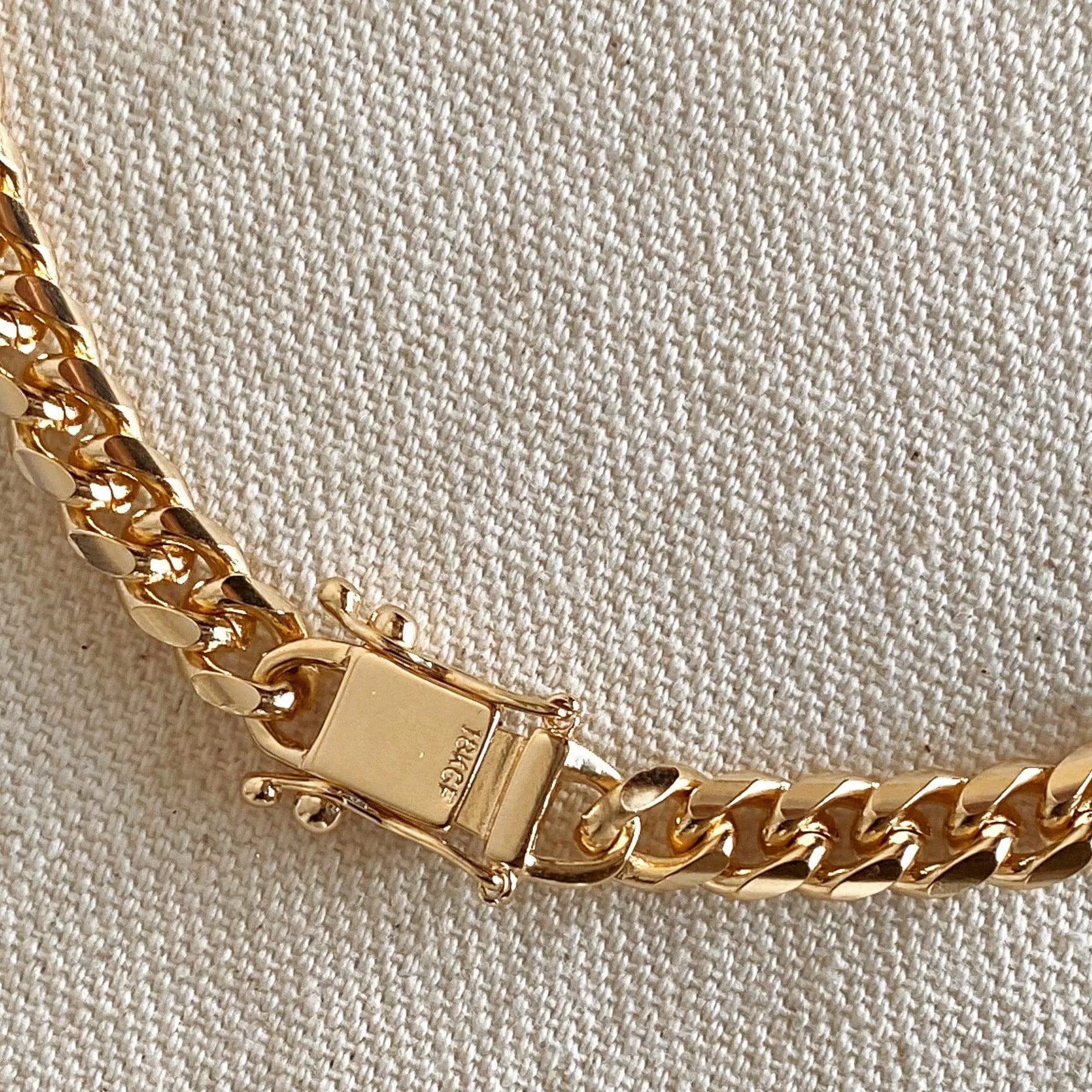 18k Gold Filled Chunky Cuban Bracelet Featuring Box Lock Clasp