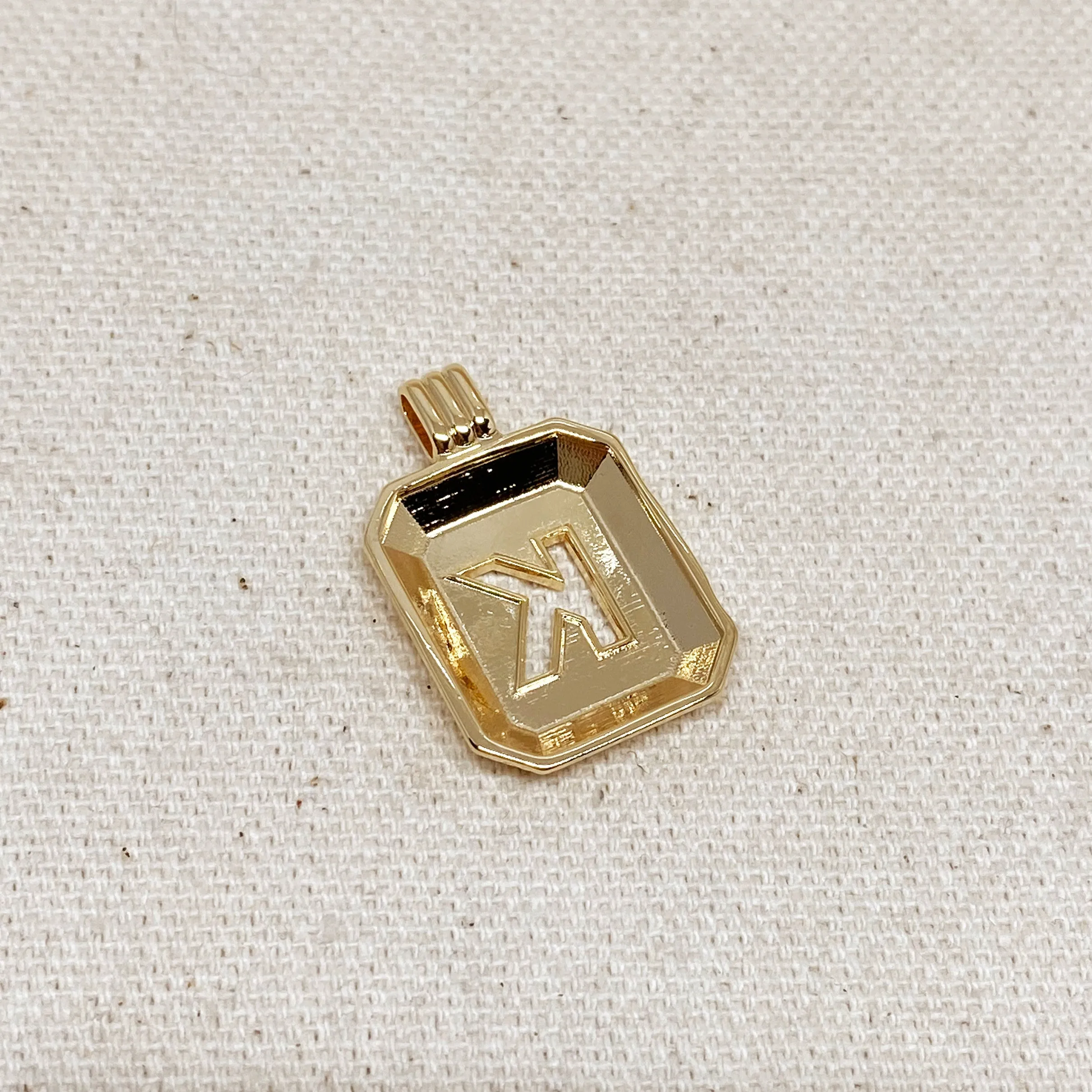 18k Gold Filled Initial Plate Pendant Letter K