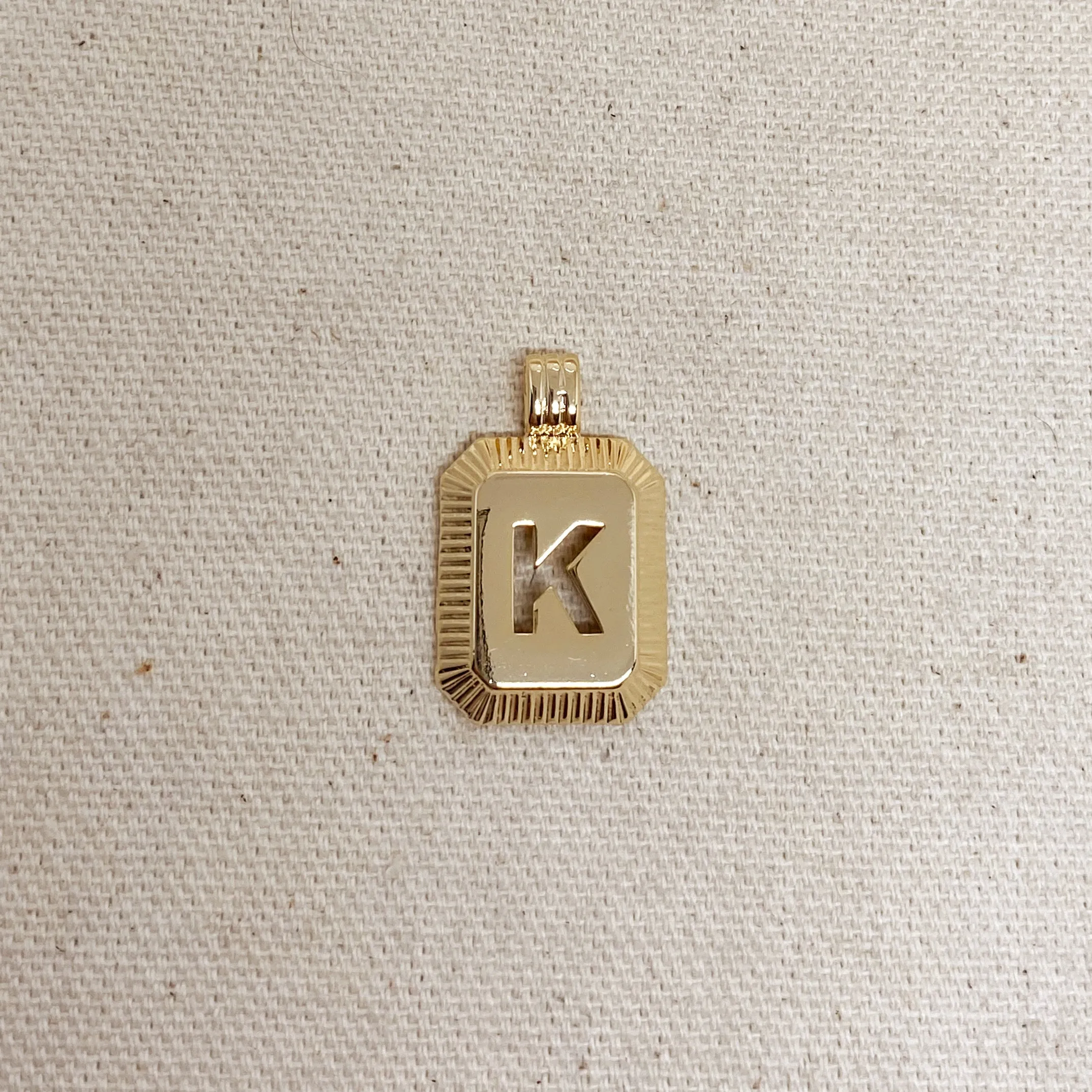 18k Gold Filled Initial Plate Pendant Letter K