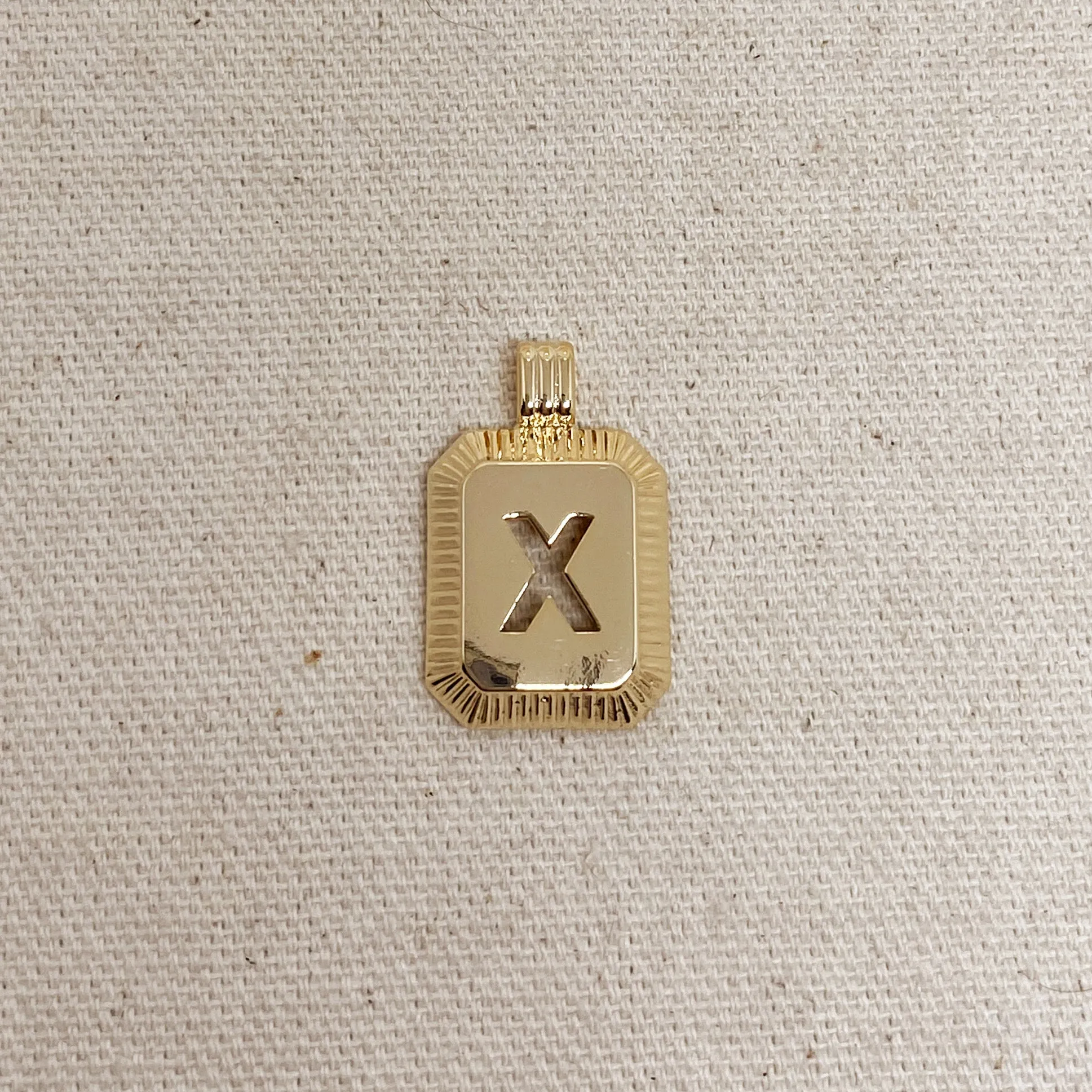 18k Gold Filled Initial Plate Pendant Letter X