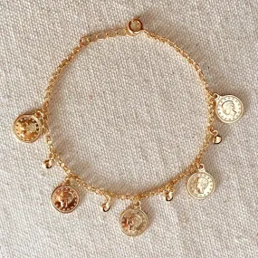 18k Gold Filled Queen Head Coin Bracelets for Women