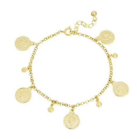 18k Gold Filled Queen Head Coin Bracelets for Women