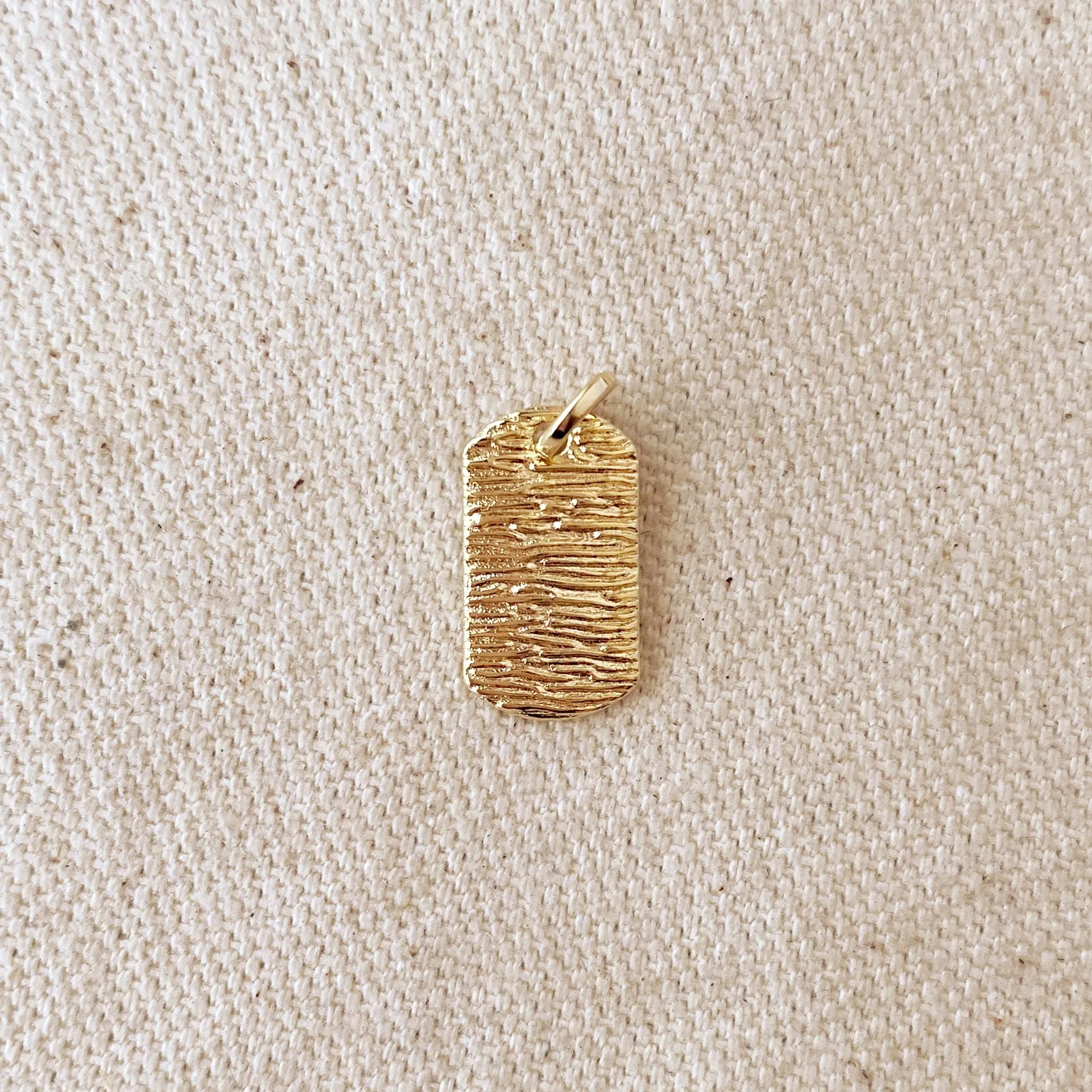 18k Gold Filled Textured Dog Tag Pendant