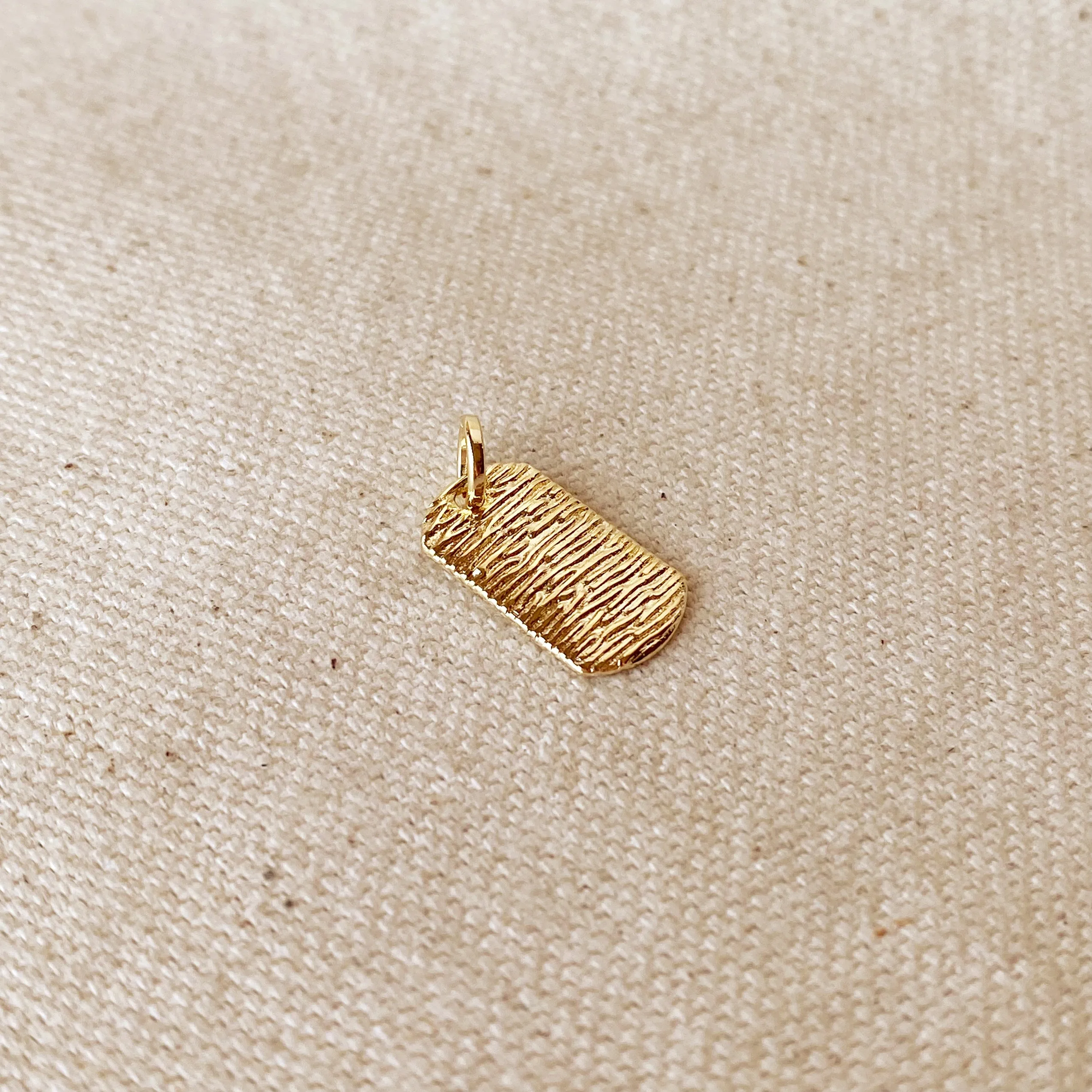 18k Gold Filled Textured Dog Tag Pendant