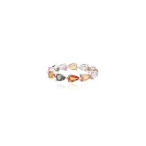 18K Gold Pear Cut Multi Sapphire Eternity Band