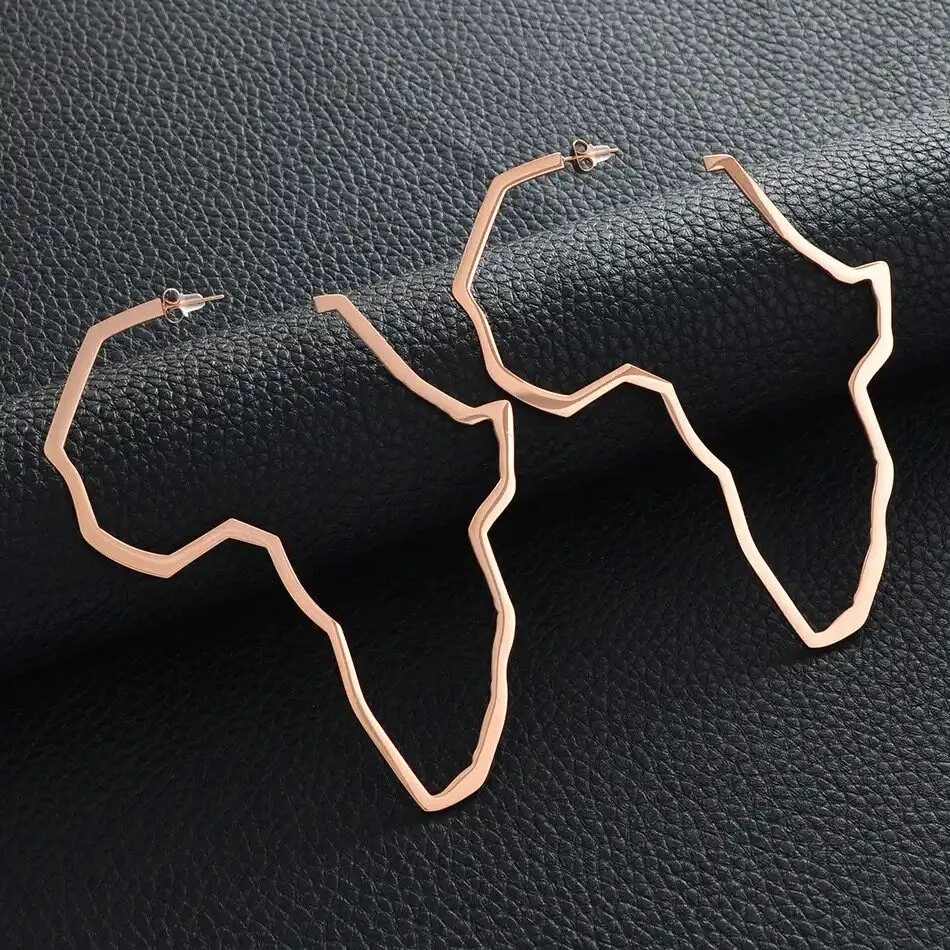 18K gold-plated Africa map earrings / charmed jewelry gift Gold Africa map Hoop earrings