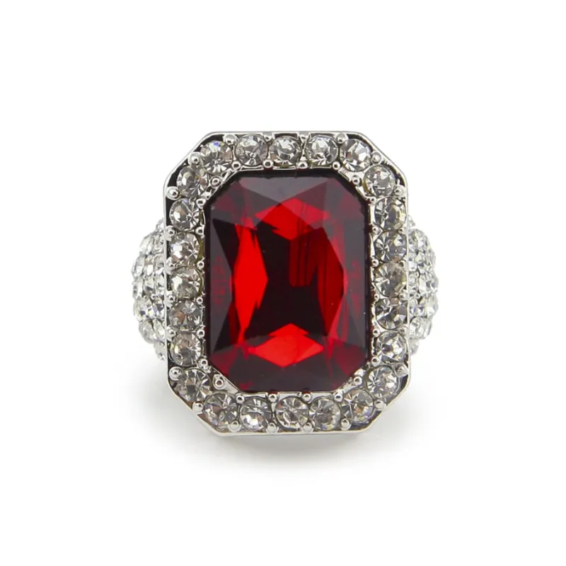 18k Gold Plated Iced Ruby Bling Ring