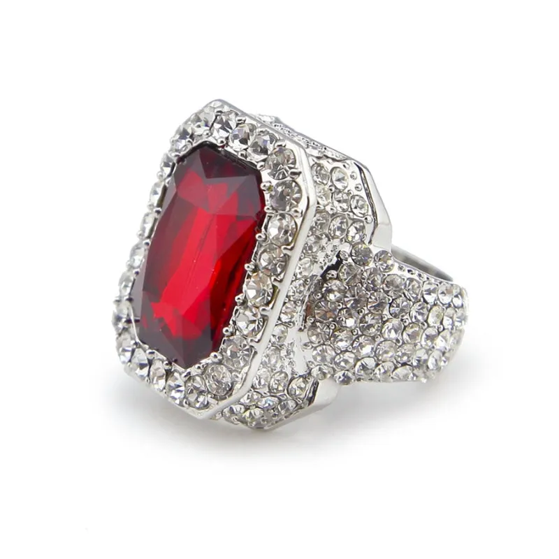 18k Gold Plated Iced Ruby Bling Ring