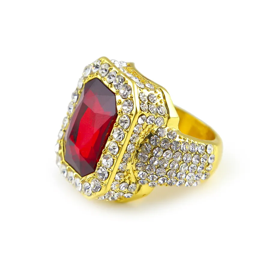 18k Gold Plated Iced Ruby Bling Ring