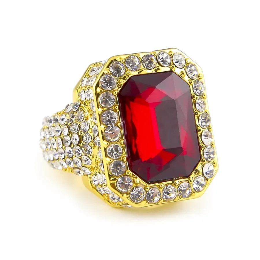 18k Gold Plated Iced Ruby Bling Ring