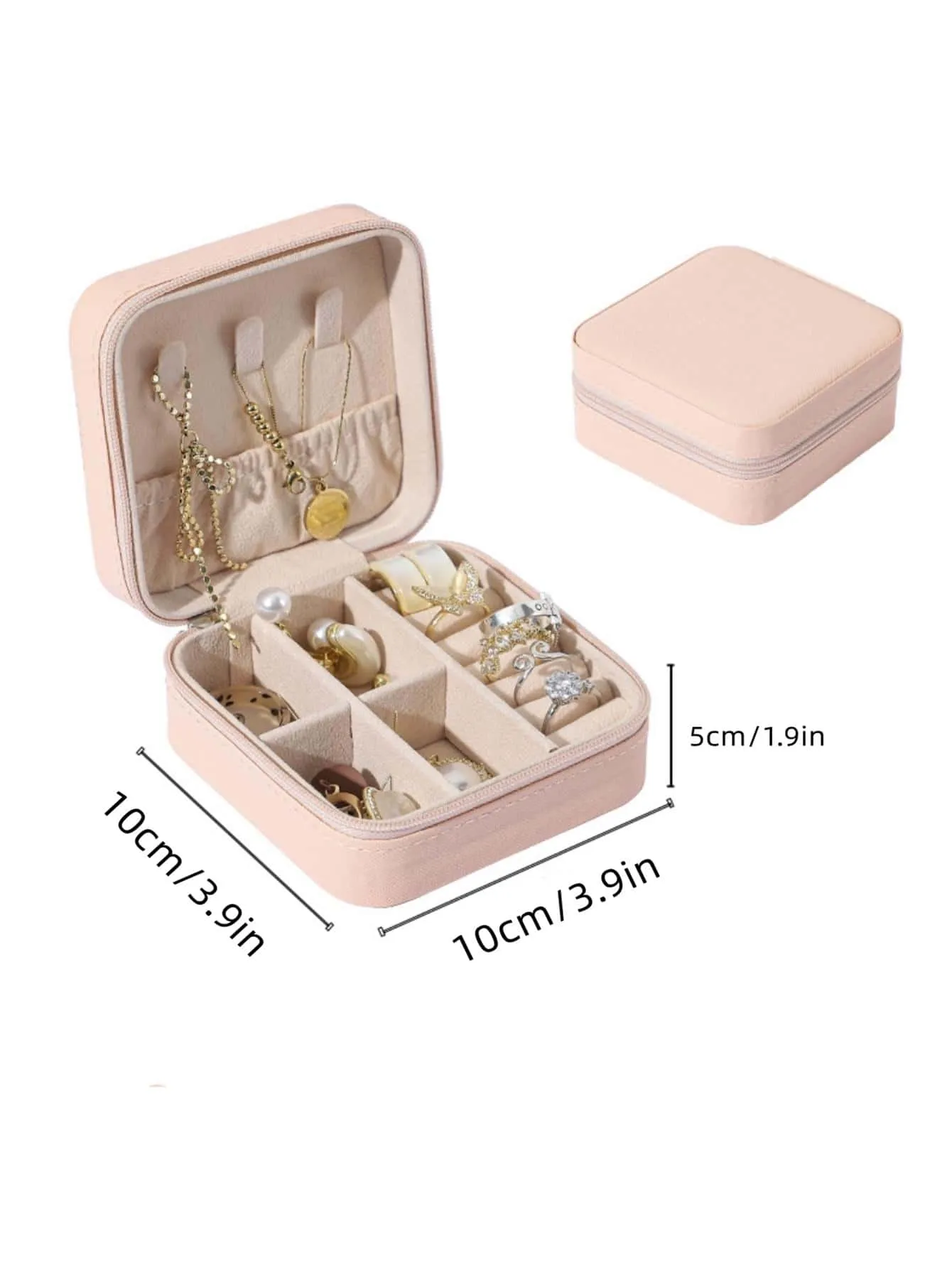 1pc Elegant Portable Jewelry Organizer Box For Necklace Earrings Rings Storage