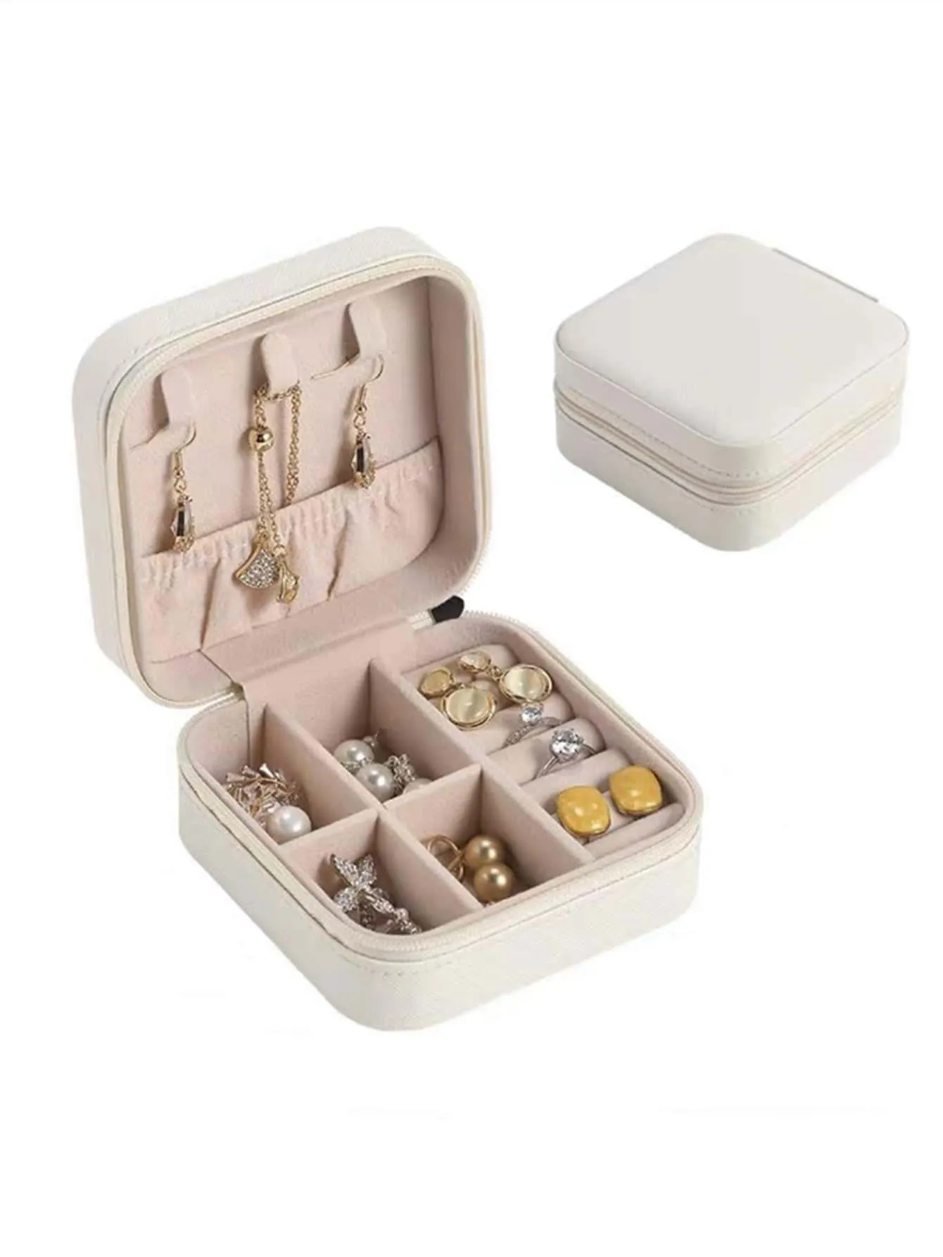 1pc Elegant Portable Jewelry Organizer Box For Necklace Earrings Rings Storage