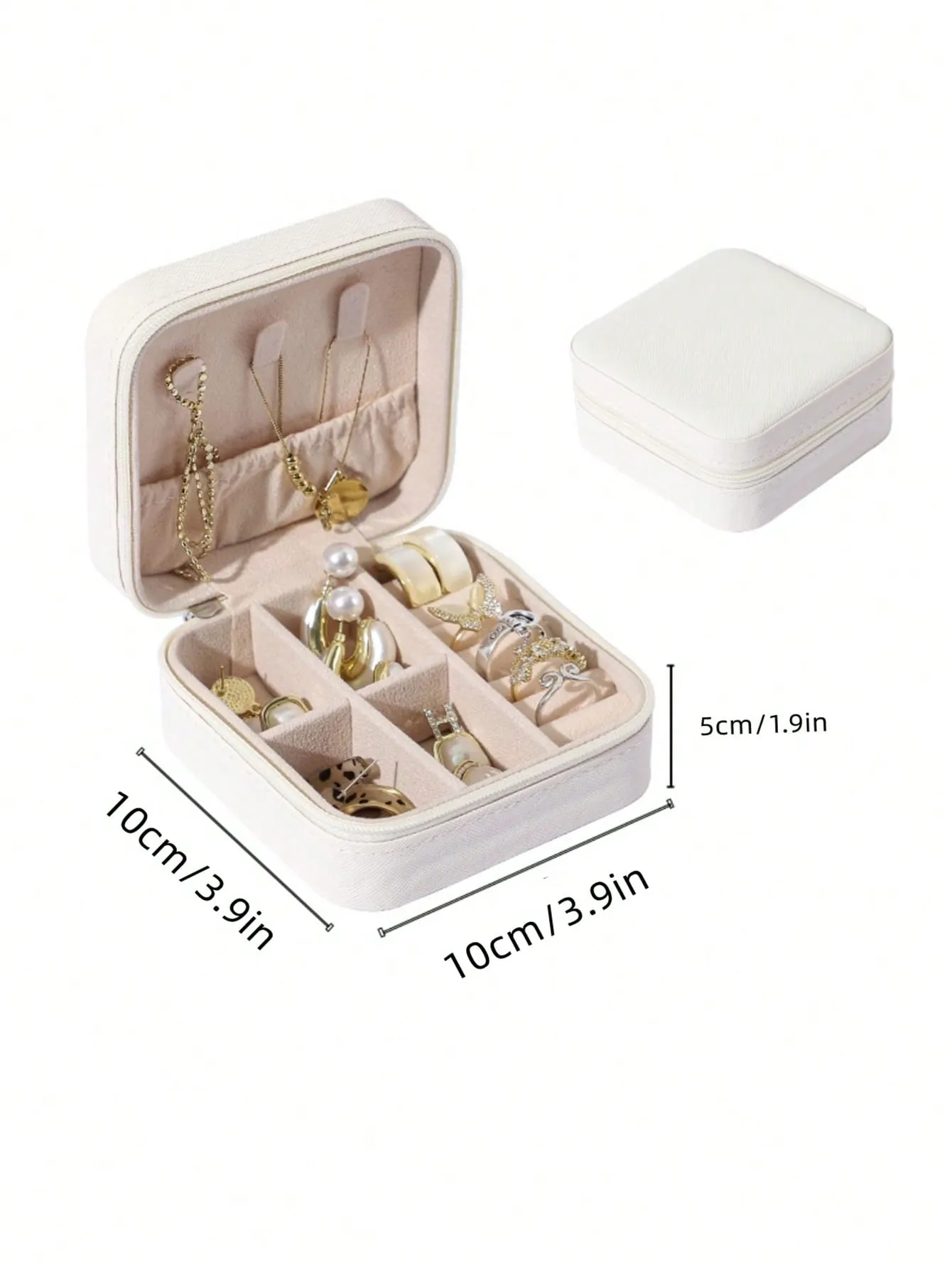 1pc Elegant Portable Jewelry Organizer Box For Necklace Earrings Rings Storage