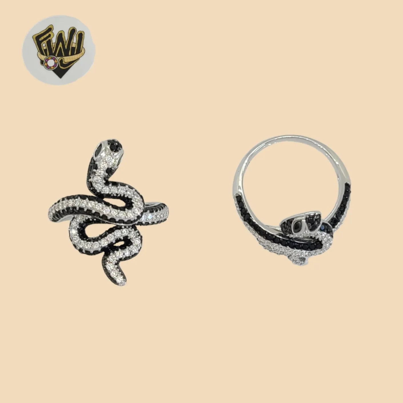 (2-5114) 925 Sterling Silver - Two Tones Snake Ring