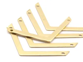 20 Raw Brass Chevrons , 2 Holes (40x3x0.80mm) D0385--n0629