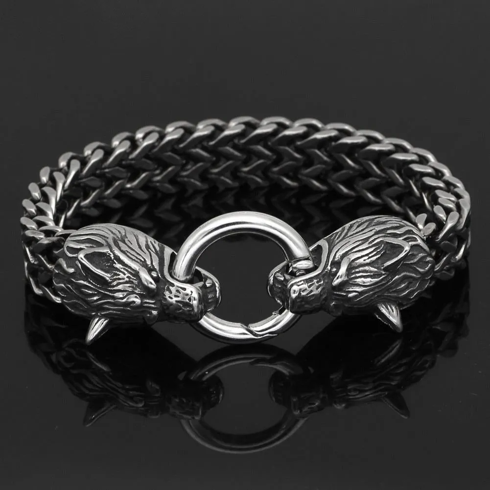 20mm Wolf Heads Franco Bracelet