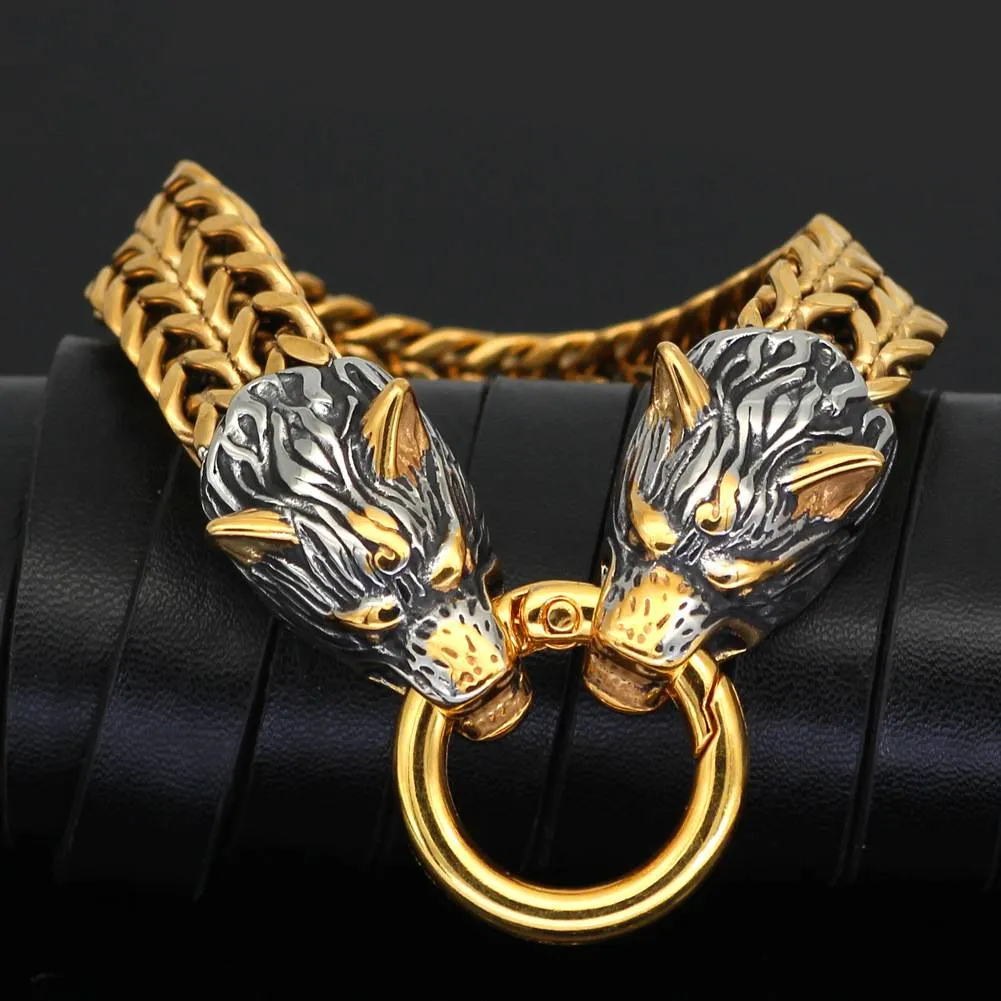 20mm Wolf Heads Franco Bracelet