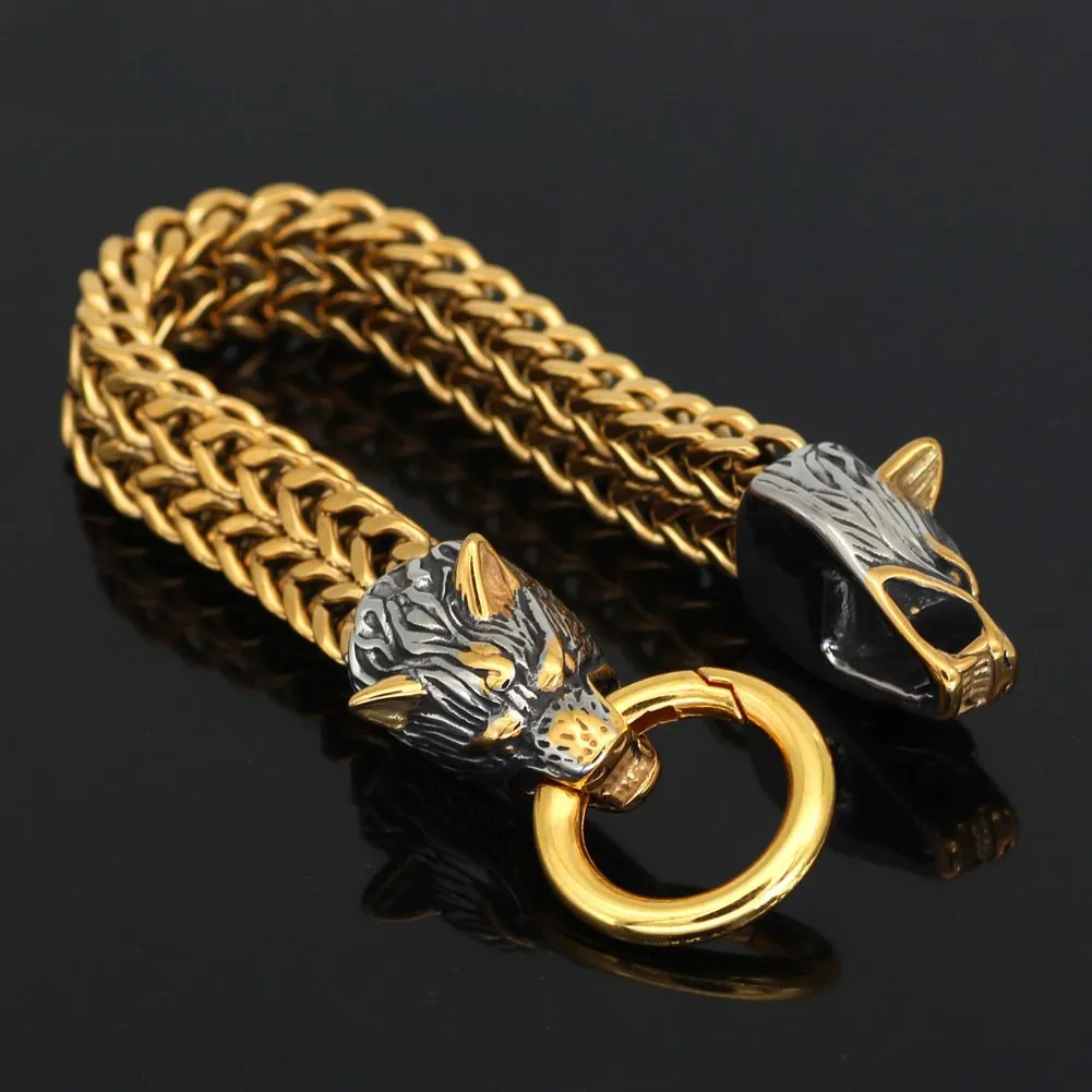 20mm Wolf Heads Franco Bracelet