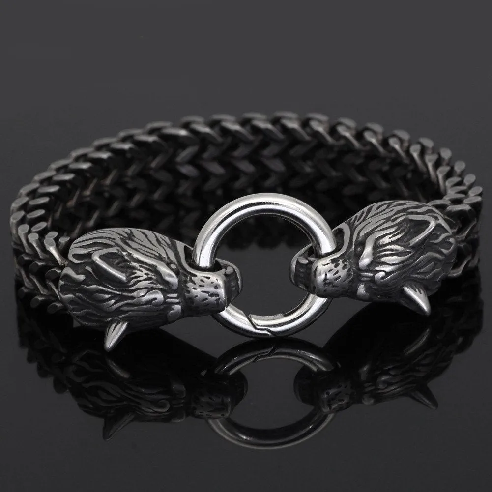 20mm Wolf Heads Franco Bracelet