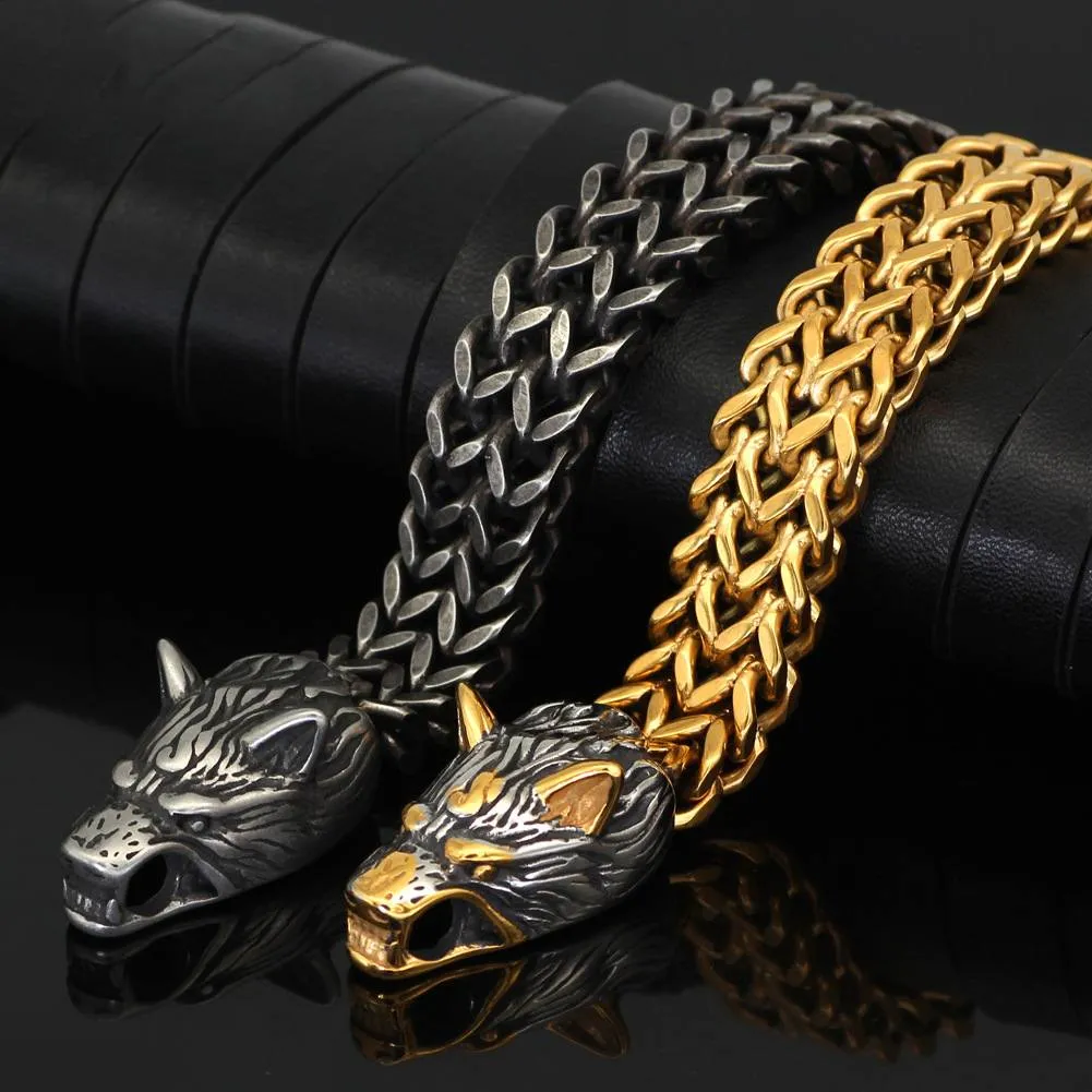 20mm Wolf Heads Franco Bracelet