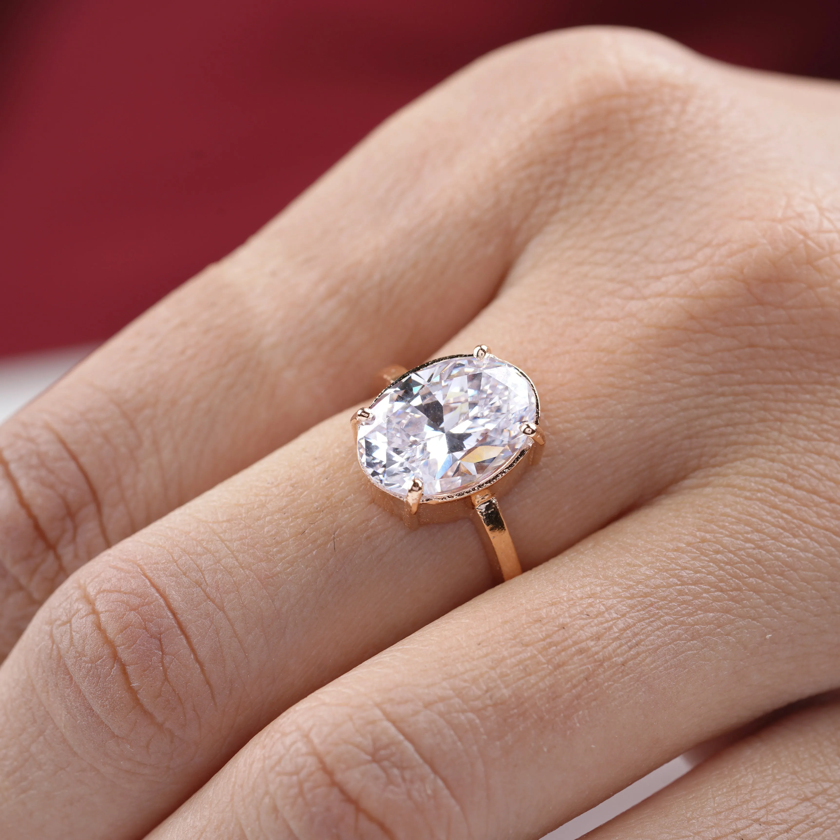 3.00ct Rose gold Bezel Set Oval Engagement Ring