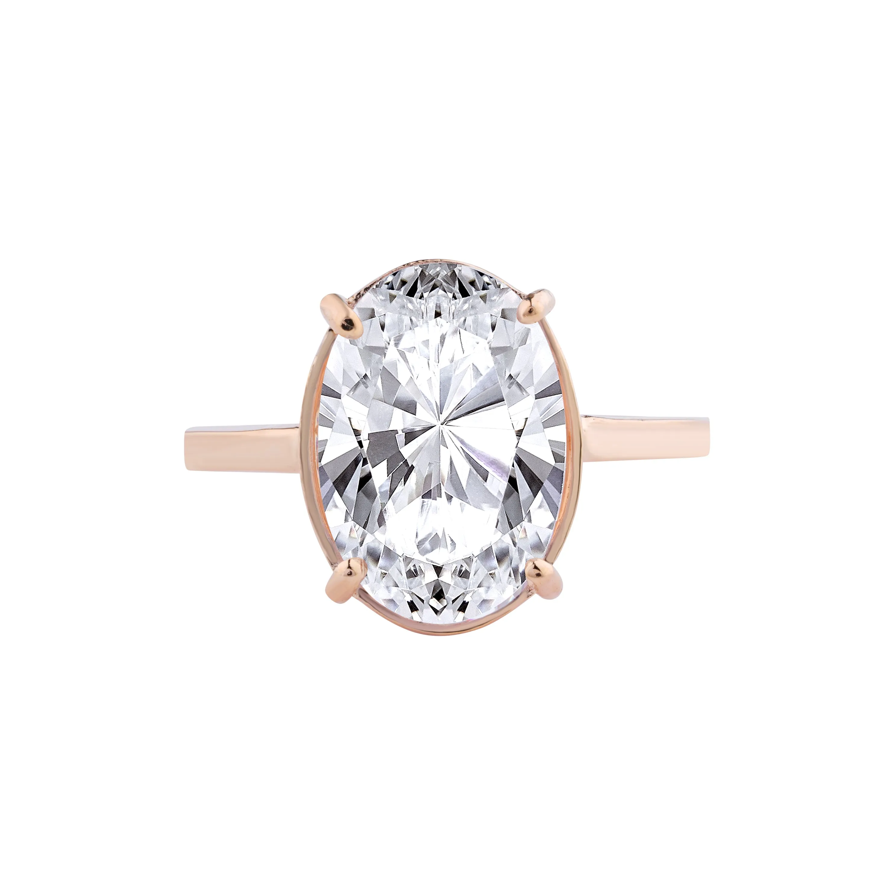 3.00ct Rose gold Bezel Set Oval Engagement Ring