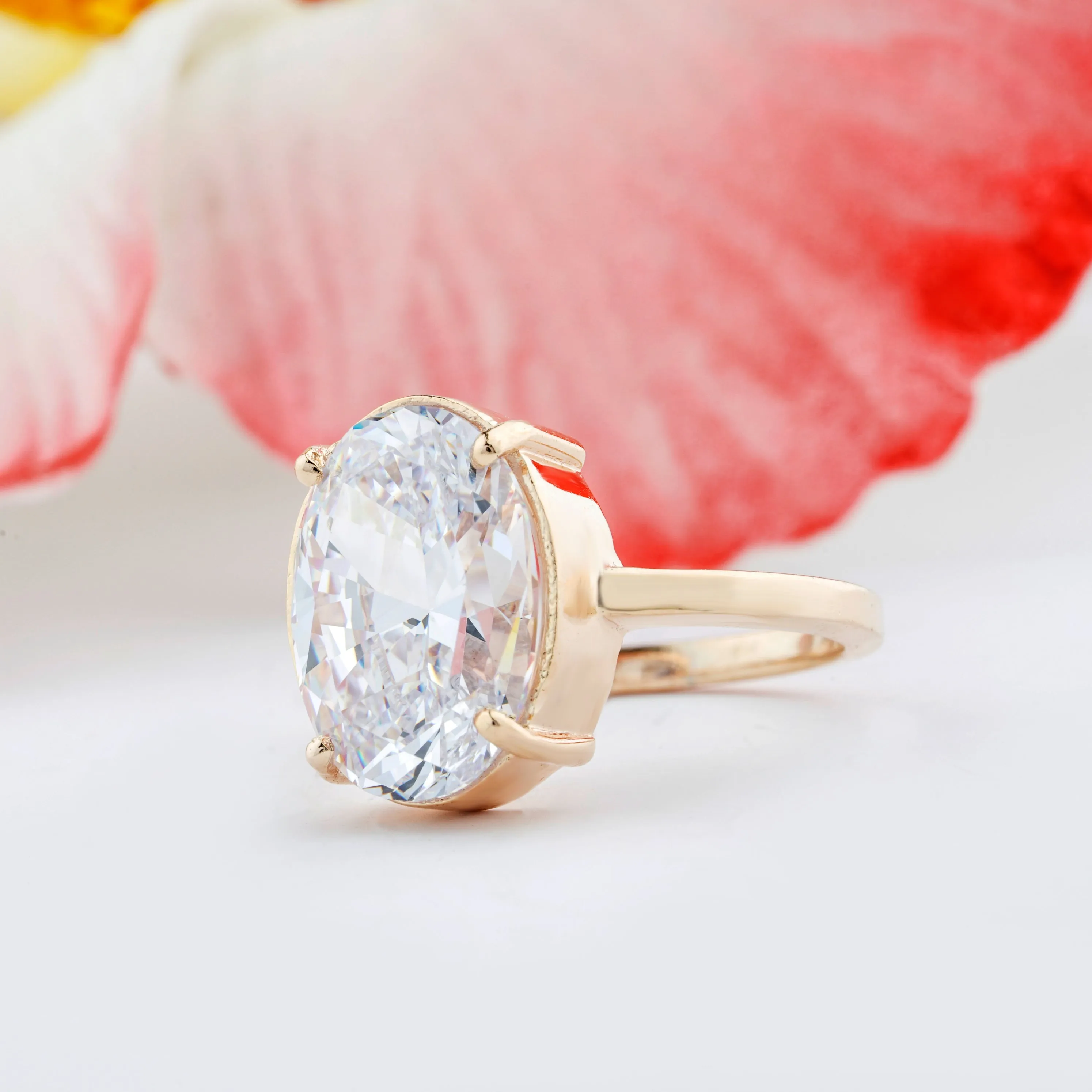 3.00ct Rose gold Bezel Set Oval Engagement Ring