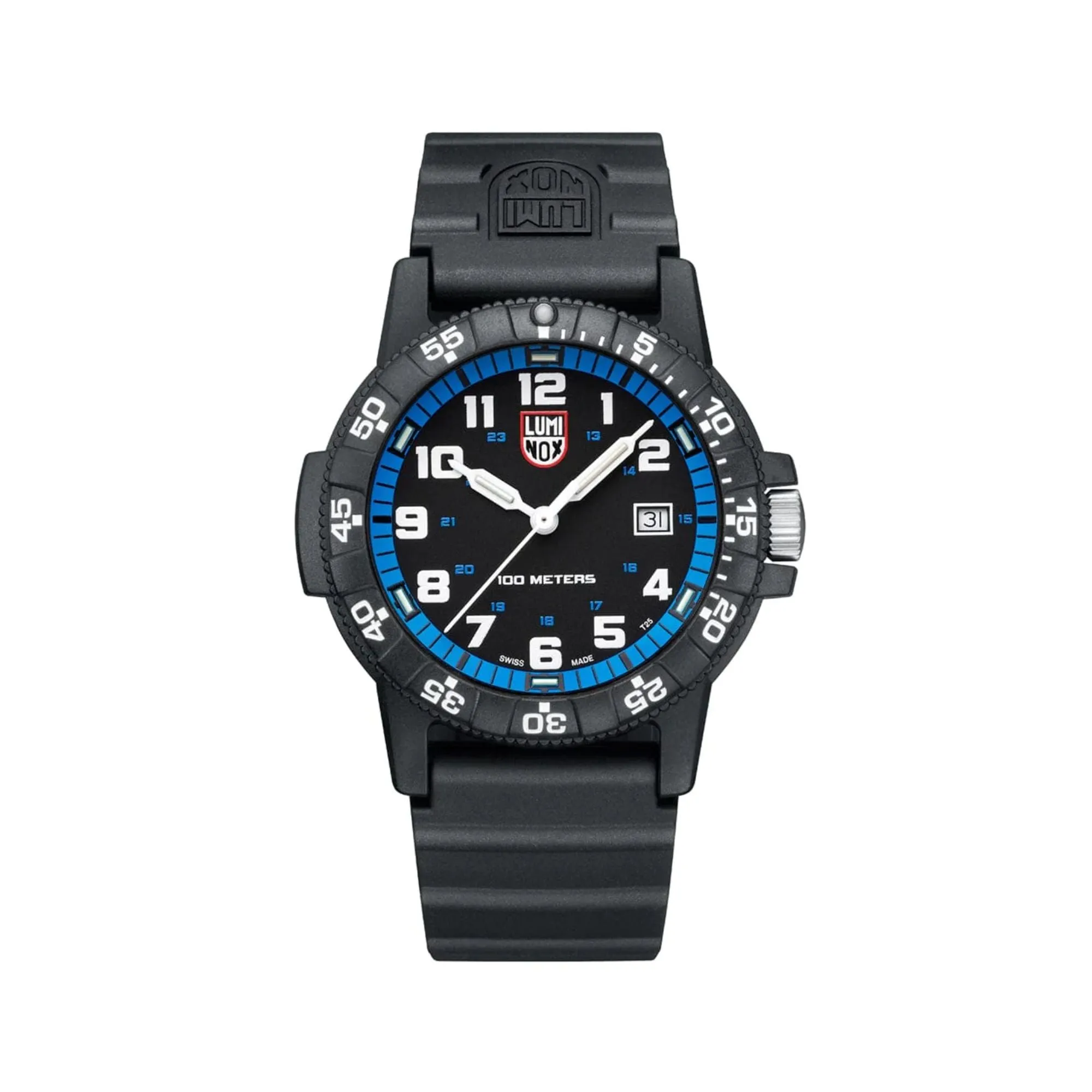 44MM LUMINOX LEATHERBACK SEA TURTLE GIANT QUARTZ WATCH WITH BLACK AND BLUE DATE DIAL