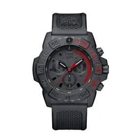 45MM LUMINOX NAVY SEAL CHRONOGRAPH QUARTZ WATCH WITH BLACK AND RED DATE DIAL