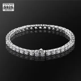 4mm 925 Sterling Silver White Gold/14K Gold/Rose Gold CZ Diamond Womens Tennis Bracelet KRKC