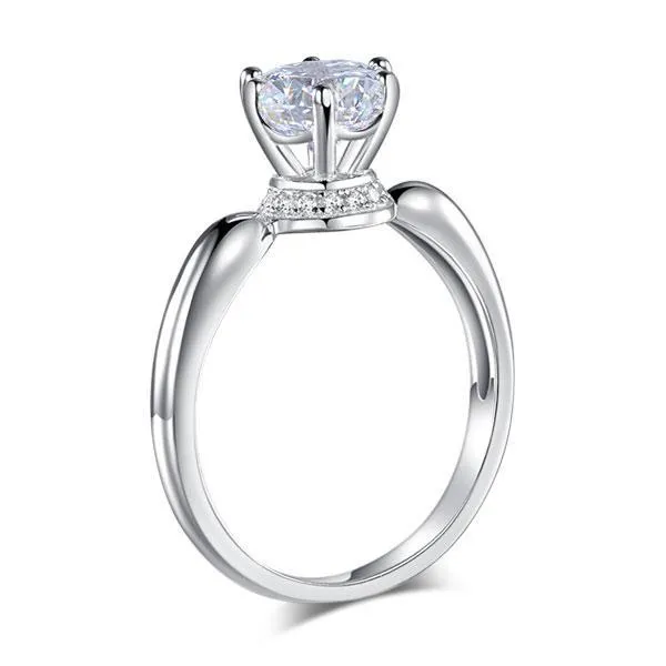 6 Claws Crown 925 Sterling Silver Wedding Promise Anniversary Ring 1.25 Ct Created Zirconia Jewelry MXFR8263