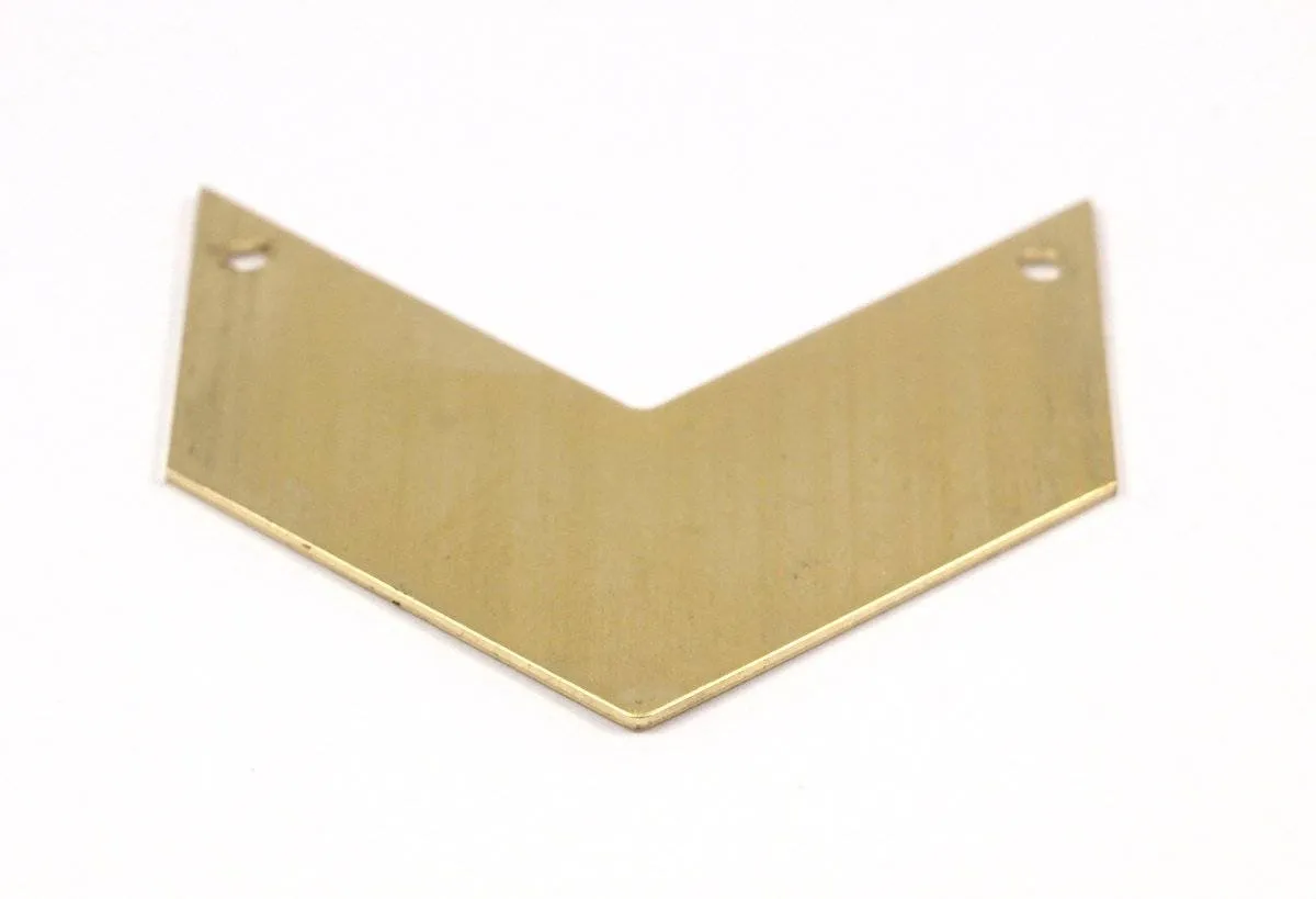 8 Raw Brass Chevrons 2 Holes (40x20x0.80mm) A0832--n0603