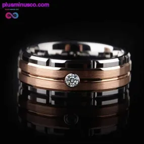 8mm Tungsten Rose-Gold Plating Brushed Finishing with White