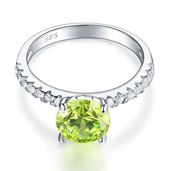 925 Sterling Silver Bridal Wedding Promise Engagement Ring 2 Carat Green Jewelry MXFR8214