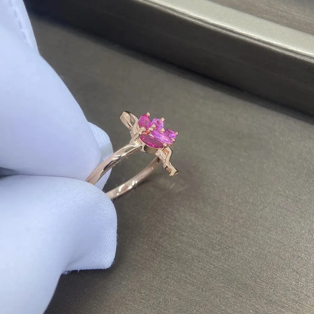 925 Sterling Silver Crystal Lovely Little Flamingo Ring Pink